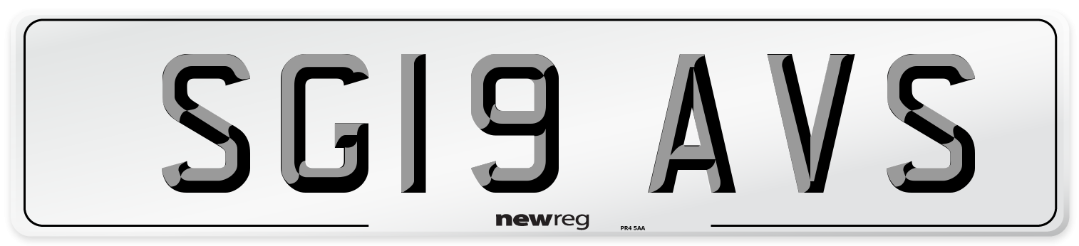SG19 AVS Number Plate from New Reg